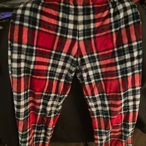 Fuzzy striped pajama pants